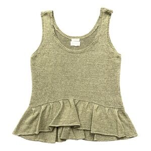 Blu Pepper Knit Peplum Tank Top Womens Small Olive Green Scoop Neck Boho